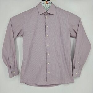 Eton‎ Dress Shirt Mens 16 1/2 42 Large Slim Fit Checkered Long Sleeve Casual